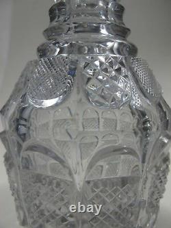 Early Hand Cut glass decanter crosscut cut in pattern stopper Antique