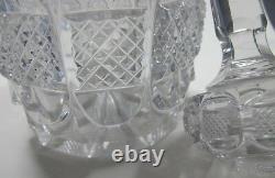 Early Hand Cut glass decanter crosscut cut in pattern stopper Antique