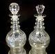 Early Pair Of Georgian Cut Glass Decanters Anglo-irish 1 Original Stopper C 1825