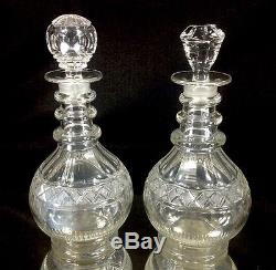 Early Pair Of Georgian Cut Glass Decanters Anglo-Irish 1 Original Stopper c 1825
