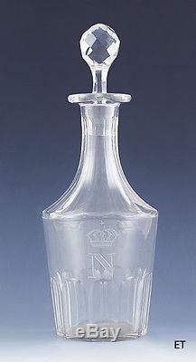 Early/mid 1800s Napoleonic Cut Glass Decanter with Napoleon Crown Design
