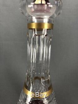 Ebeling & Reuss Gold Rim Cranberry Flash Cut To Clear Marchioness 15 Decanter