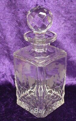 Edinburgh Crystal Decanter Whisky Glass Set & Tray Lochnagar Cut 1960s RARE