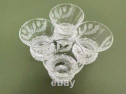 Edinburgh Crystal Scotland Thistle Cut Crystal Cordial Decanter & 4 Shot Glasses