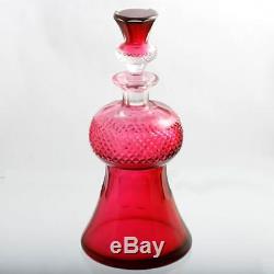 Edinburgh Crystal Thistle Decanter Ruby Cut Glass Scottish Art Glass Antique