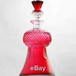 Edinburgh Crystal Thistle Decanter Ruby Cut Glass Scottish Art Glass Antique