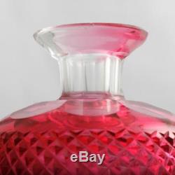 Edinburgh Crystal Thistle Decanter Ruby Cut Glass Scottish Art Glass Antique