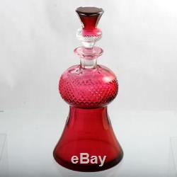 Edinburgh Crystal Thistle Decanter Ruby Cut Glass Scottish Art Glass Antique