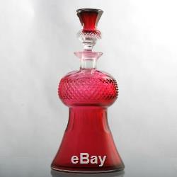 Edinburgh Crystal Thistle Decanter Ruby Cut Glass Scottish Art Glass Antique