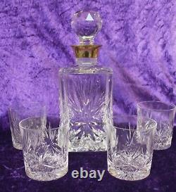 Edinburgh Crystal Whisky Decanter & Glass Set Star of Edinburgh 1950s RARE