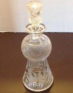 Edinburgh Cut Crystal Glass THISTLE Round 26oz WINE, SCOTCH Decanter Scotland