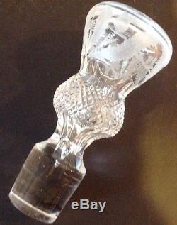 Edinburgh Cut Crystal Glass THISTLE Round 26oz WINE, SCOTCH Decanter Scotland