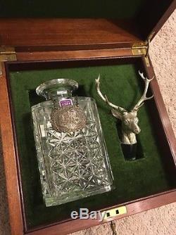Edinburgh Signed Crystal Glenfiddich 30 Year Whisky Decanter Wood Box RARE