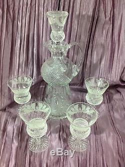 Edinburgh Thistle Claret Wine Decanter & 3 Claret Wine Glasses Goblets