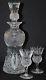 Edinburgh Thistle Cut Glass 11 1/2 Decanter And 2 Sherry Stems Made In Scotland