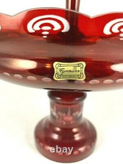 Egermann Bohemian Ruby Red Cut to Clear Vase Czech Epergne Dining Center Piece