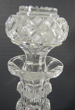 Elegant Matched Pair of 1840s Three Ring Wheel Cut Crystal Decanters