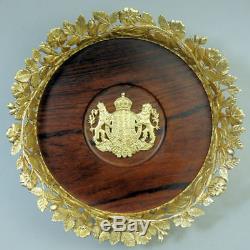 Elizabeth II Silver Gilt & Glass Decanter & Rosewood & Silver Gilt Coaster