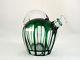 Emerald Green Cut To Clear Crystal Glass Whiskey Rum Jug Cordial Decanter