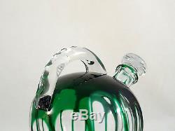 Emerald Green Cut to Clear Crystal Glass Whiskey Rum Jug Cordial Decanter