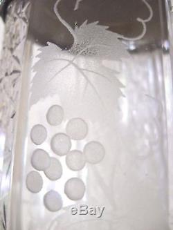 English Bacchus Head Claret Jug Grape Decor Silverplate Cut Glass Wine Decanter