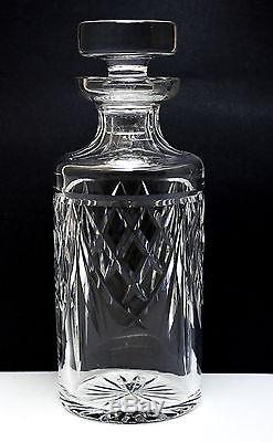 English Hand Cut & Polished Crystal Decanter with Flat Round Stopper, 20th Century