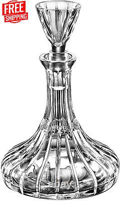 European Handmade Cut Crystal Mouthwash Decanter with Hollow Stopper