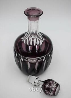European Purple Cut to Clear Glass Decanter