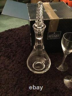 Excellent Stuart Crystal Set Of 4 Iona Wine Glasses & Decanter