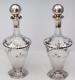 Exceptional Arts Crafts Rare Shreve 14th Century Sterling Cut Glass Decanters