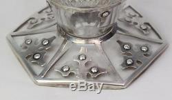 Exceptional Arts Crafts RARE Shreve 14th Century STERLING Cut Glass Decanters