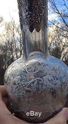 Exceptional Dutch Sterling and Cut Etched Glass Decanter