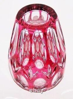 Exquisite Bohemian/czech Crystal Cranberry Cut To Clear Fan & Panel Cut 8 Vase