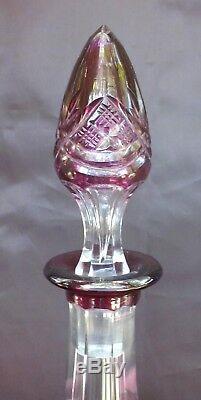Exquisite French Baccarat Purple Cut Crystal Wine Decanter & Five Glasses Signed