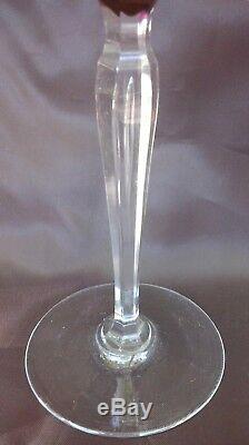 Exquisite French Baccarat Purple Cut Crystal Wine Decanter & Five Glasses Signed