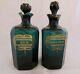 Fabulous Pair Of Georgian Faceted Bristol Green Decanters Rum And Hollands