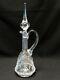 Fabulous Vintage Cut Crystal Rose Motif Decanter With Stopper 15.5