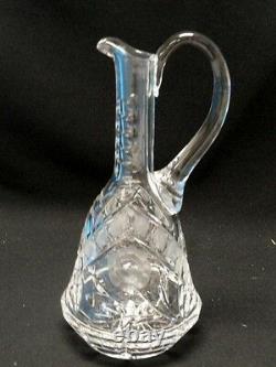 FABULOUS VINTAGE CUT CRYSTAL ROSE MOTIF DECANTER with STOPPER 15.5