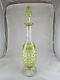 Fine French Baccarat Lemon Green Overlaid Clear Cut Crystal Glass Decanter