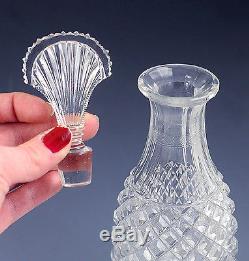 FINE PAIR c1850s CLEAR CUT GLASS CORDIAL/LIQUOR DECANTERS NEAT DESIGN