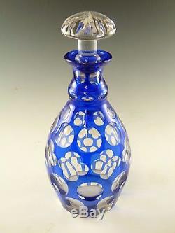 FRENCH Crystal Blue Cut-to-Clear Spirit Decanter / Decanters 10 3/4