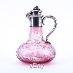 Faberge Moscow 1896 Silver and Cut Ruby to Clear Glass Decanter