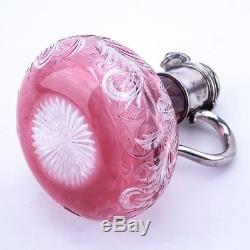 Faberge Moscow 1896 Silver and Cut Ruby to Clear Glass Decanter