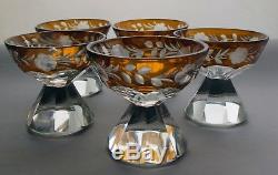 Fabulous Antique Art Nouveau Bohemian Art Cut Glass set/ Decanter and 5 glasses