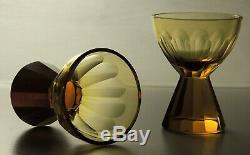 Fabulous Antique Czech Bohemian Faceted Amber Glass Decanter/Carafe Set