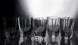 Fabulous Vintage Bohemian Drinking Set of Clear Faceted Glass Decanter&5 Glasses