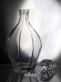 Fabulous Vintage Bohemian Drinking Set of Clear Faceted Glass Decanter&5 Glasses