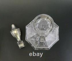 Fabulous c1900 Sinclaire ABP Cut Glass Decanter Bottle w Sterling Silver Stopper