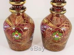Fine Antique Bohemian Cut Glass Decanters Persian Islamic Style