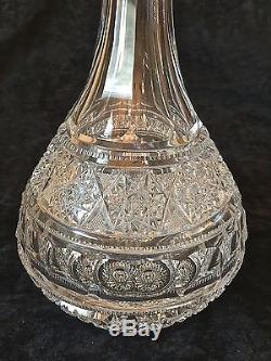 Fine Cut Glass Decanter. 12 inches with Stopper. Heavy